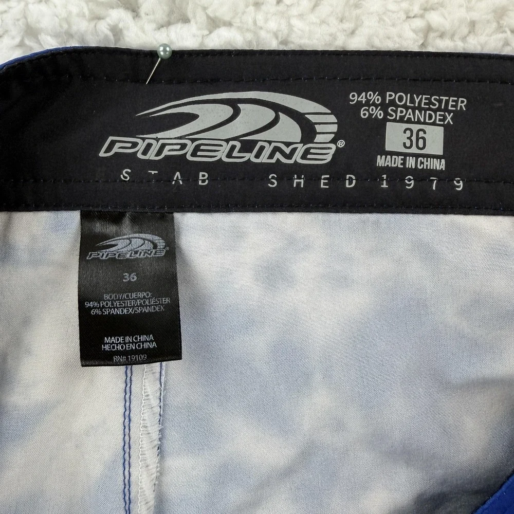 Pipeline Board Shorts Mens‎ 36 Blue Tie Dye Swim Trunks Stretch Quick Dry Beach